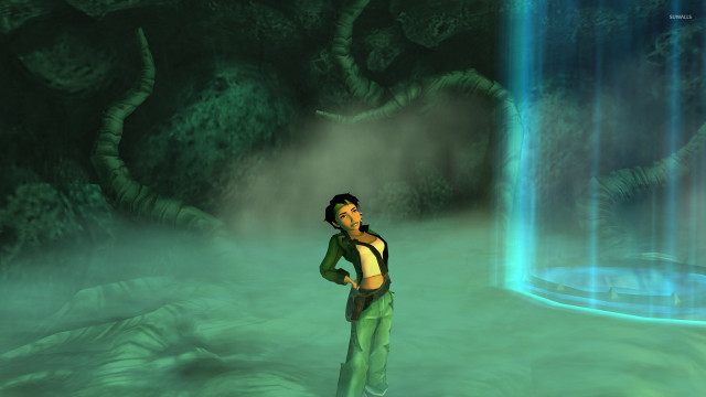 Man standing room fountain green free wallpaper - medium preview image