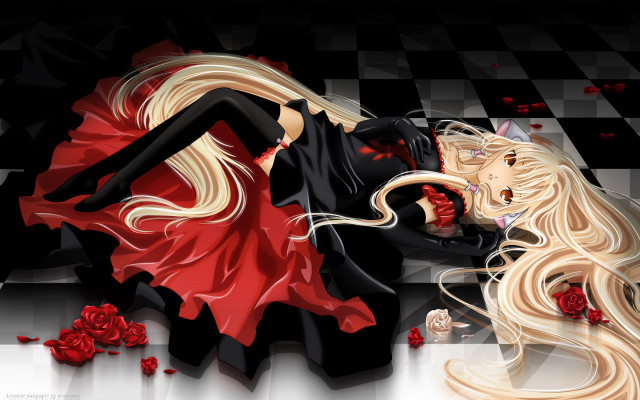 Women laying checkered floor roses free wallpaper - medium preview image