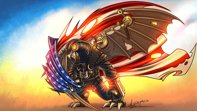 Cartoon man giant bat flag free wallpaper - medium preview image