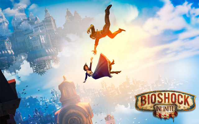 Man flying skateboard city skyline free wallpaper - medium preview image