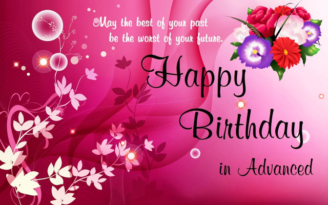 Pink birthday card flowers bubbles #2 free wallpaper - medium preview image