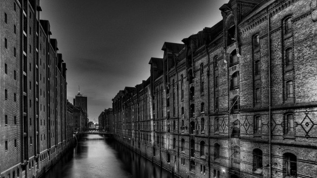 Canal black white old buildings #4 free wallpaper - medium preview image