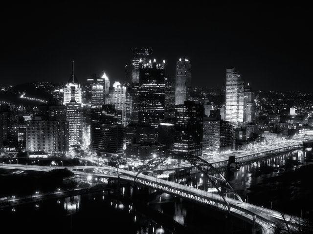 City night black white bridge free wallpaper - medium preview image