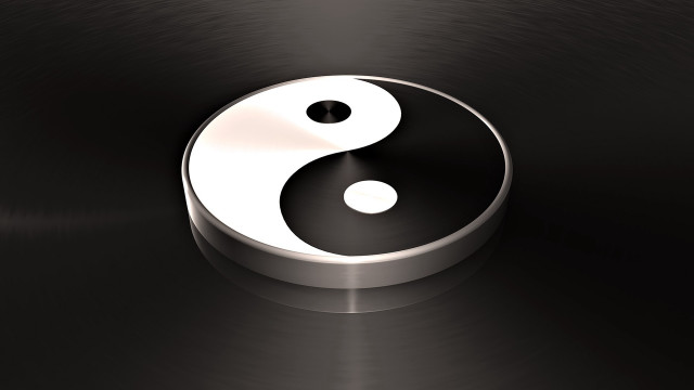Yin yang symbol black background free wallpaper - medium preview image