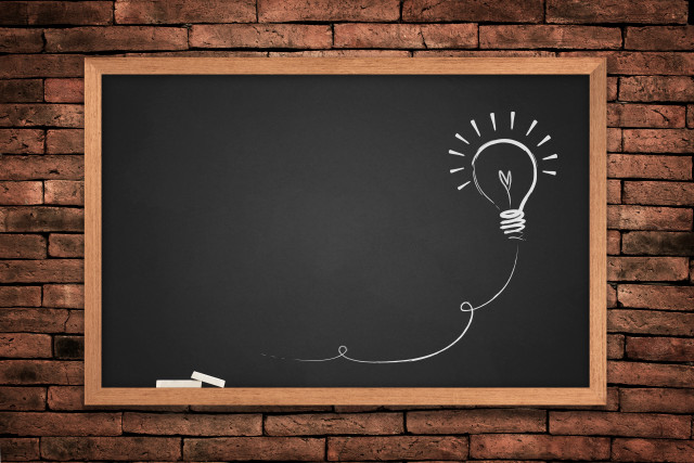 Chalkboard lightbulb brickwall wireframe academic free wallpaper - medium preview image