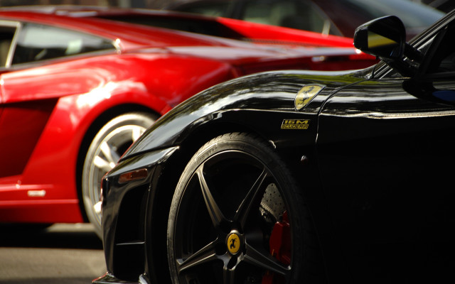 Red black sports cars parked free wallpaper - medium preview image
