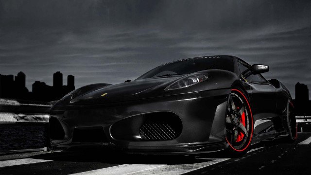Black sports car red rims #2 free wallpaper - medium preview image