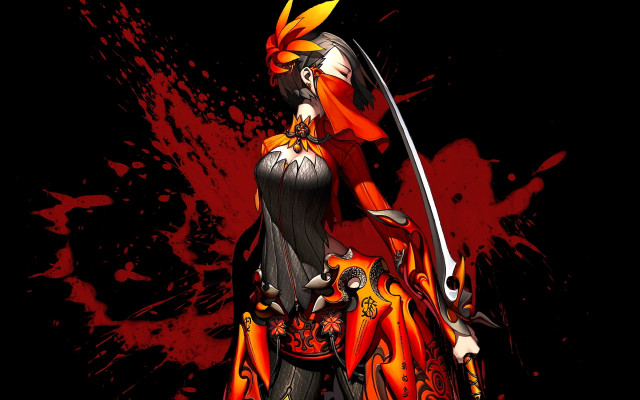 Woman red black sword blood free wallpaper - medium preview image