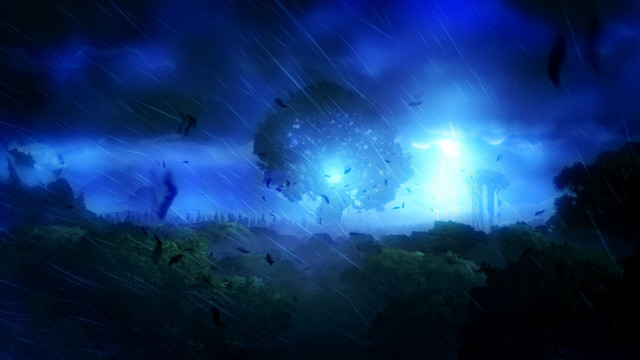 Blue sky birds tree lightning free wallpaper - medium preview image