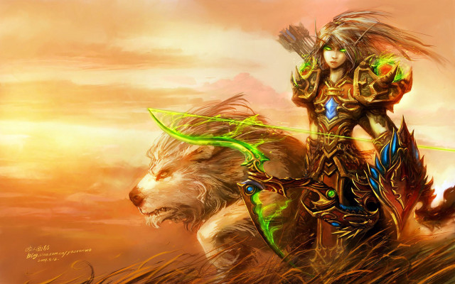 Woman riding lion field grass free wallpaper - medium preview image