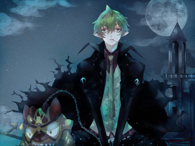 Man green hair green tie free wallpaper - medium preview image