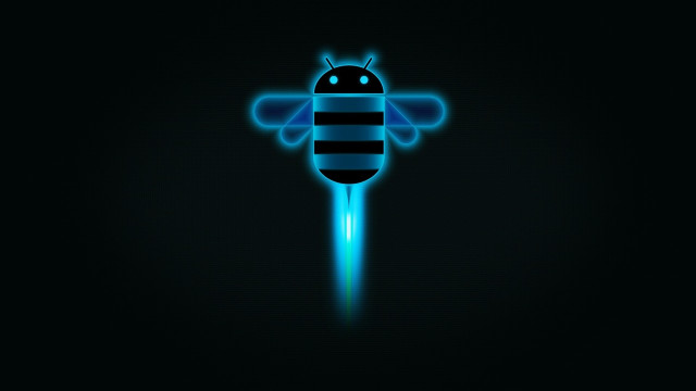 Blue black bee glow black free wallpaper - medium preview image