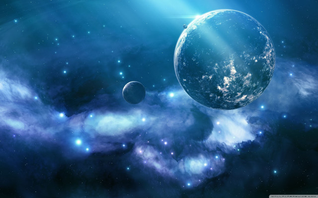 Space planet stars aurora astronaut free wallpaper - medium preview image