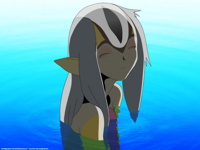 Cartoon character floating water head free wallpaper for desktop - medium preview image
