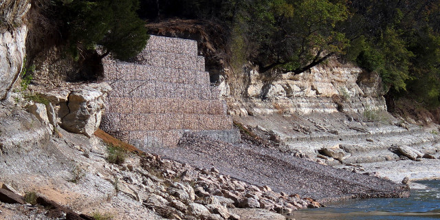 Large stone structure cliff river free wallpaper - medium preview image