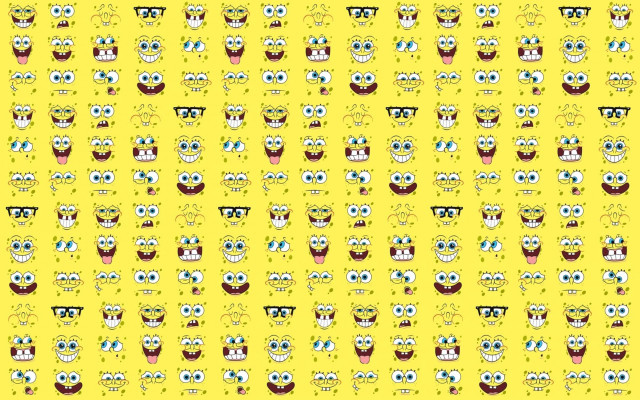 Yellow background faces eyes pattern free wallpaper - medium preview image