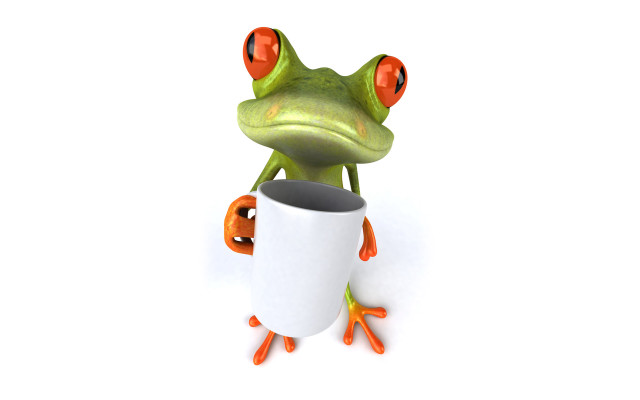 Frog sitting cup legs crossed free wallpaper - medium preview image