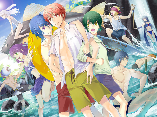 Group people water surfboard beach free wallpaper - medium preview image
