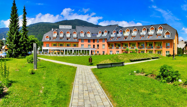 Large building walkway park mountain free wallpaper - medium preview image