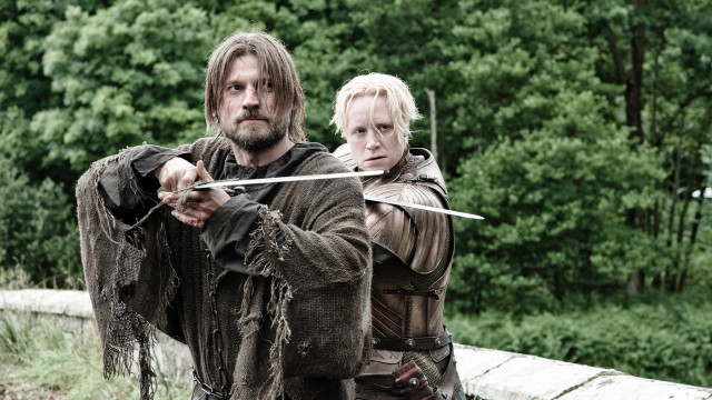 Medieval couple swords portrait trees free wallpaper - medium preview image