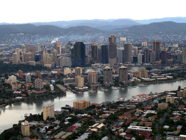 City river mountains background scenery free wallpaper - medium preview image