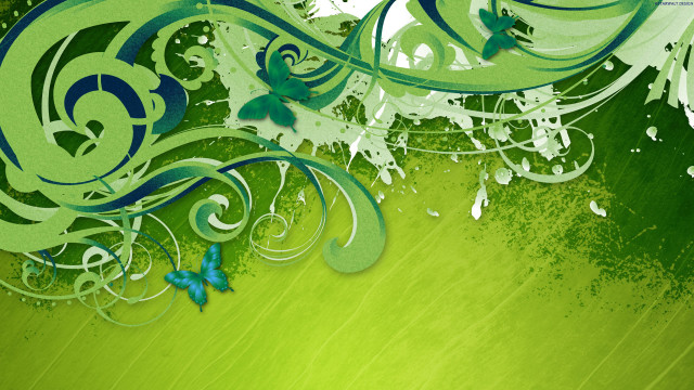 Green blue abstract background butterflies free wallpaper - medium preview image