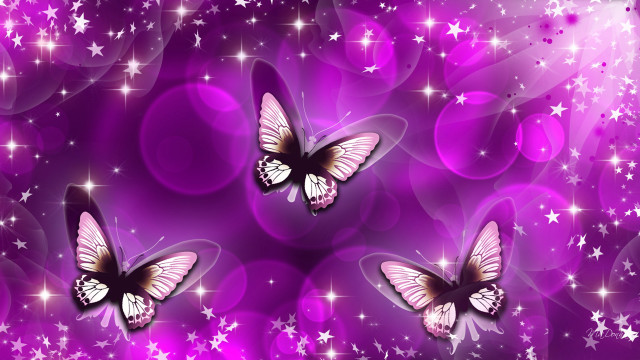 Butterflies purple background stars bubbles free wallpaper - medium preview image