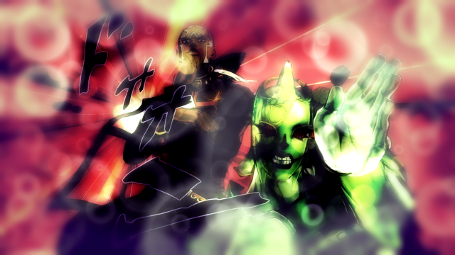 Man woman demon face digital free wallpaper - medium preview image