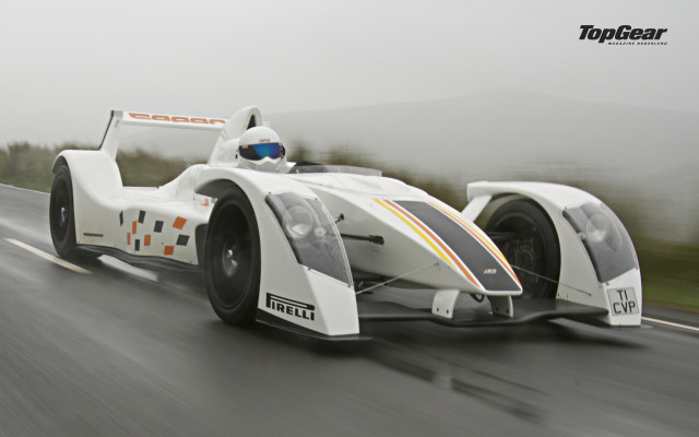 White race car rain road free wallpaper - medium preview image