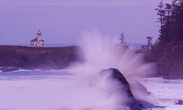 Lighthouse rocky cliff wave crashing free wallpaper - medium preview image