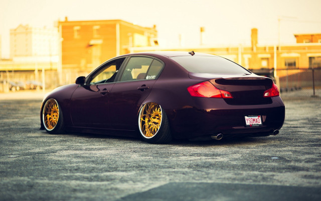 Purple car yellow rims matte free wallpaper - medium preview image