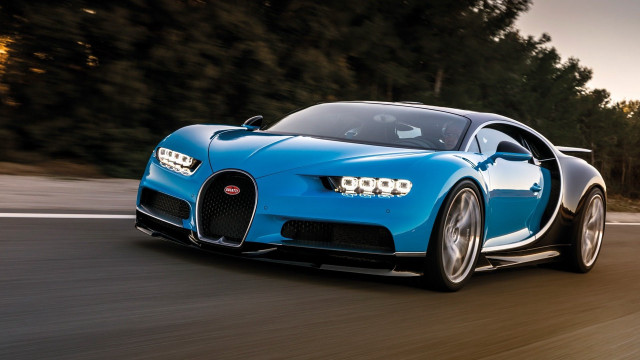 Blue bugatti road trees evening free wallpaper - medium preview image
