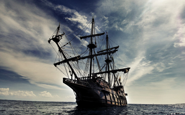 Large ship ocean cloudy sky #4 free wallpaper - medium preview image