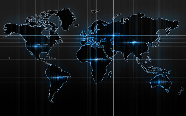 Blue black world map hologram free wallpaper - medium preview image