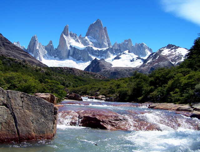 Mountain river forest rocks water free wallpaper - medium preview image