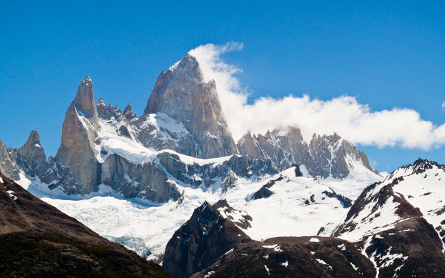 Mountain range snow clouds sky free wallpaper - medium preview image