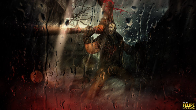 Man standing rain umbrella window free wallpaper - medium preview image