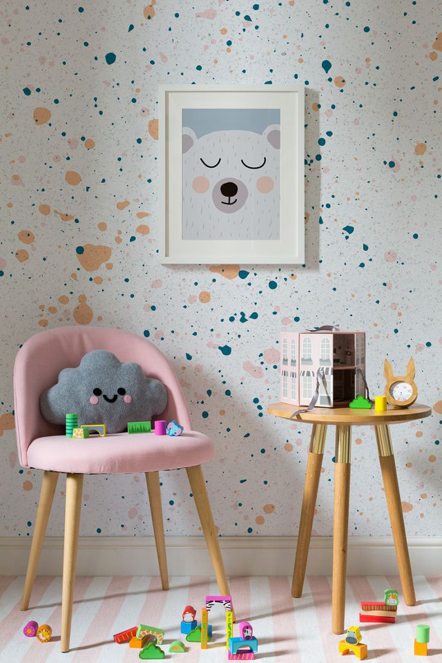 Child room pink chair bear free wallpaper - medium preview image
