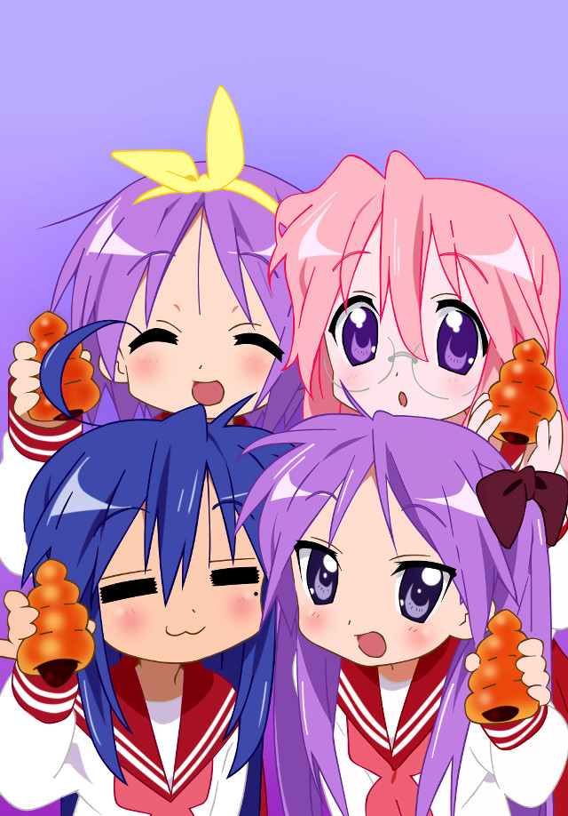 Anime girls purple hair banana free wallpaper - medium preview image