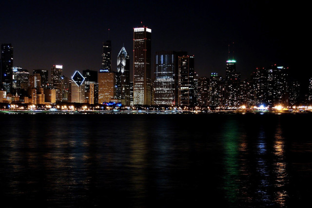 City skyline night reflection water #15 free wallpaper - medium preview image
