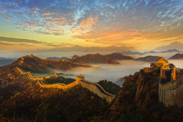 Great wall china sunset clouds free wallpaper - medium preview image