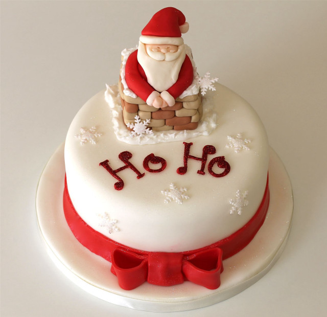 Santa cake red bow folk free wallpaper - medium preview image