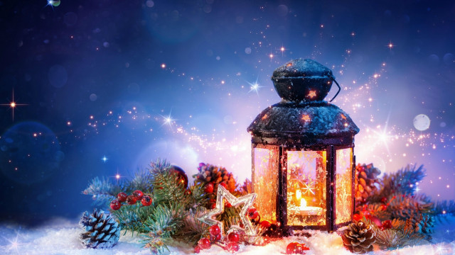 Lantern candle christmas decorations snowflakes free wallpaper - medium preview image