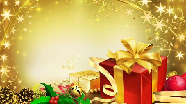 Christmas background presents decorations gold #5 free wallpaper - medium preview image