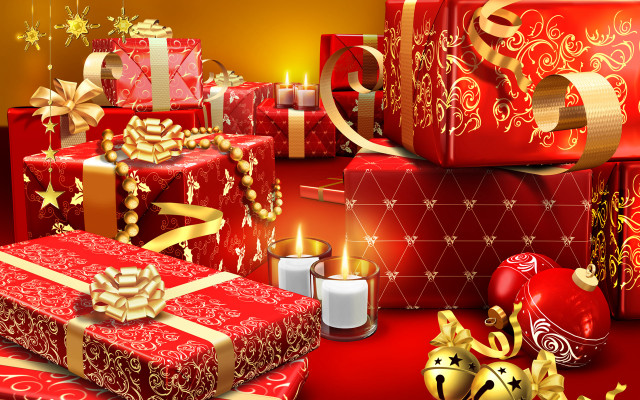 Presents table candles ornaments holiday #2 free wallpaper - medium preview image