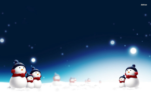 Snowmen snow sky stars group free wallpaper - medium preview image