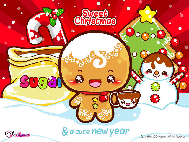 Cartoon christmas snowman gingerbread pop free wallpaper - medium preview image