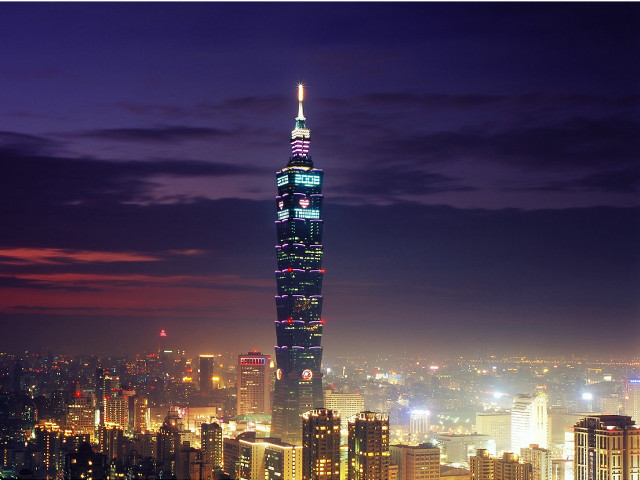 Tall building lights night city free wallpaper - medium preview image