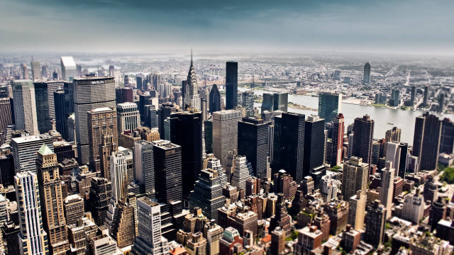 Cityscape tall buildings river dark free wallpaper - medium preview image