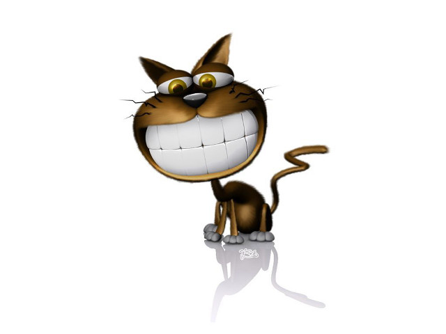 Cartoon cat big smile happy free wallpaper - medium preview image